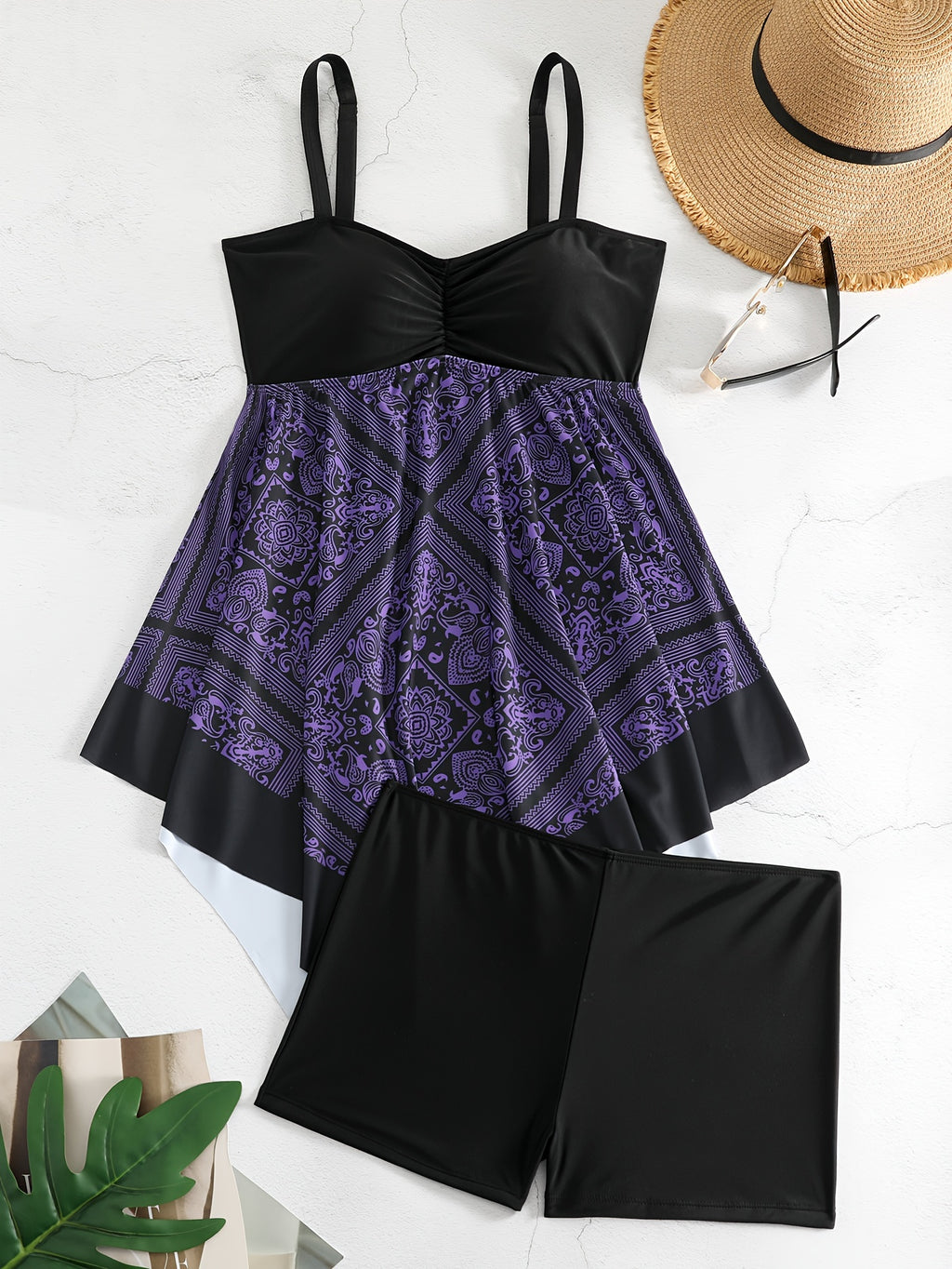 Plus Size Women's Printed One-Piece Swimsuit, Sexy Print Swimwear