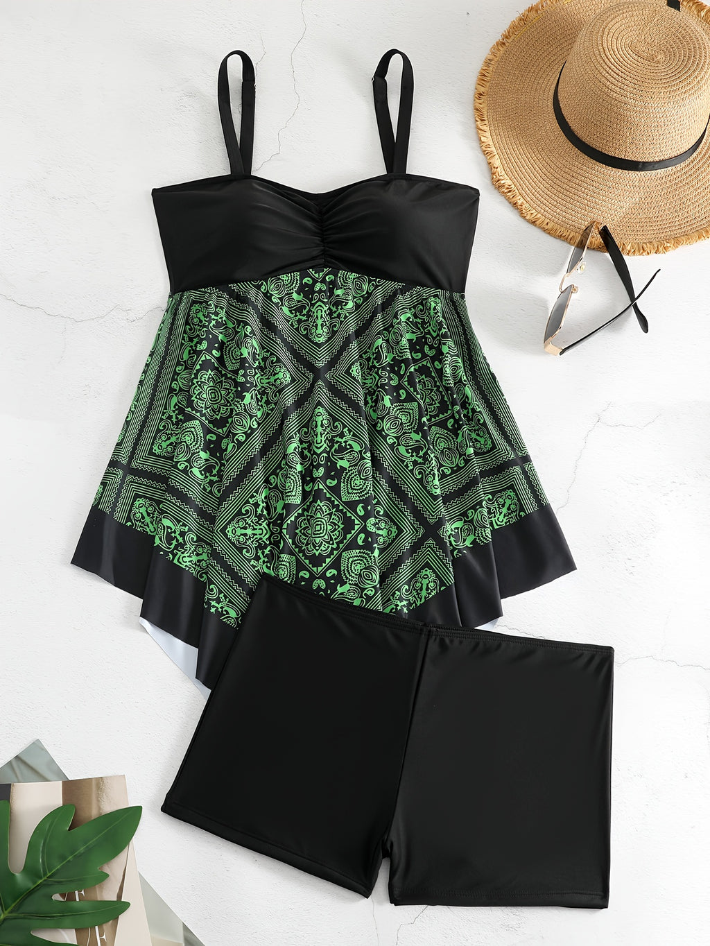 Plus Size Women's Printed One-Piece Swimsuit, Sexy Print Swimwear