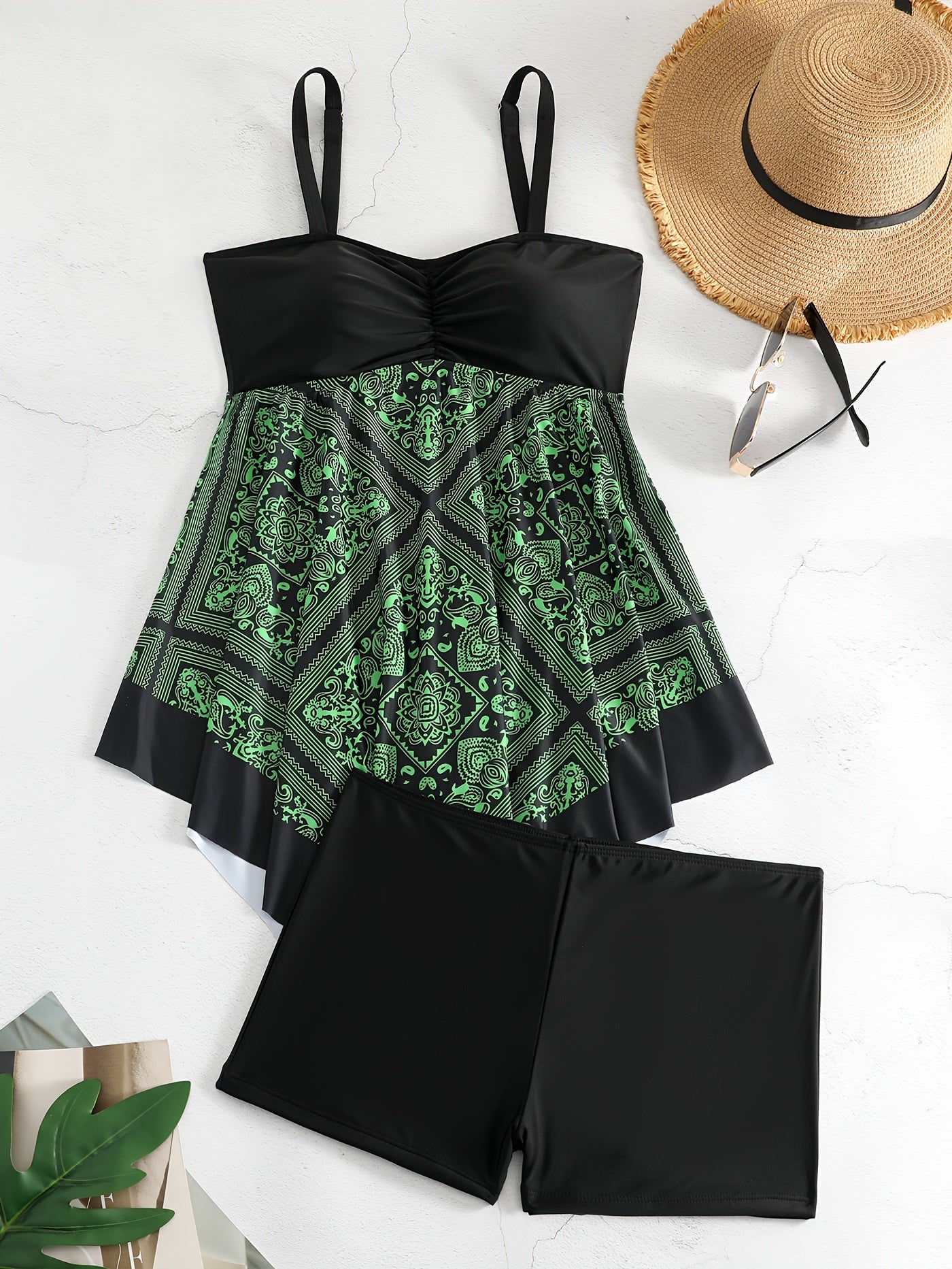 Plus Size Women's Printed One-Piece Swimsuit, Sexy Print Swimwear