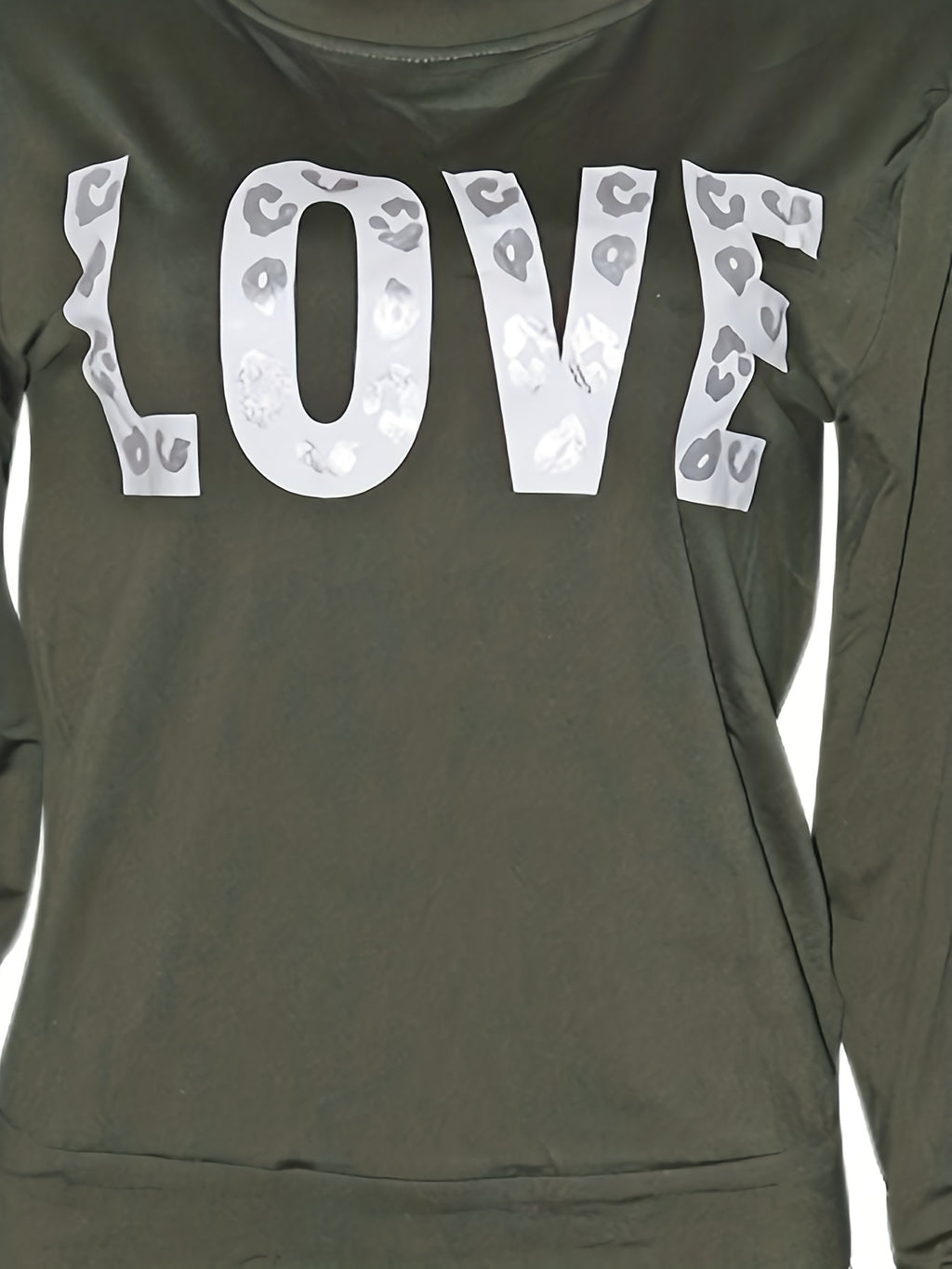 Women's Sports Two-piece Set, Love Letter Print Long Sleeve Top & Pants For Fall & Winter, Women's Clothing