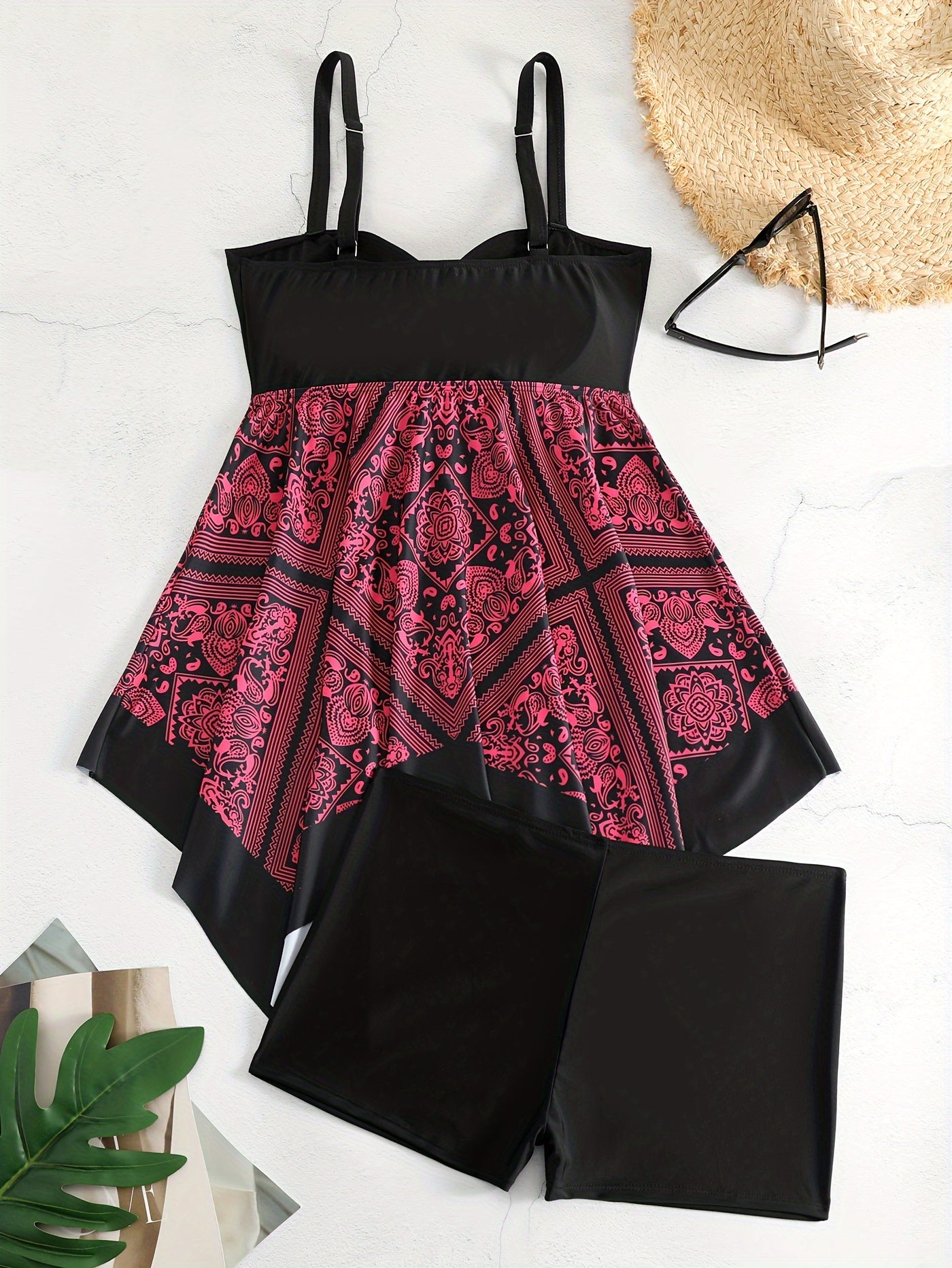 Plus Size Women's Printed One-Piece Swimsuit, Sexy Print Swimwear