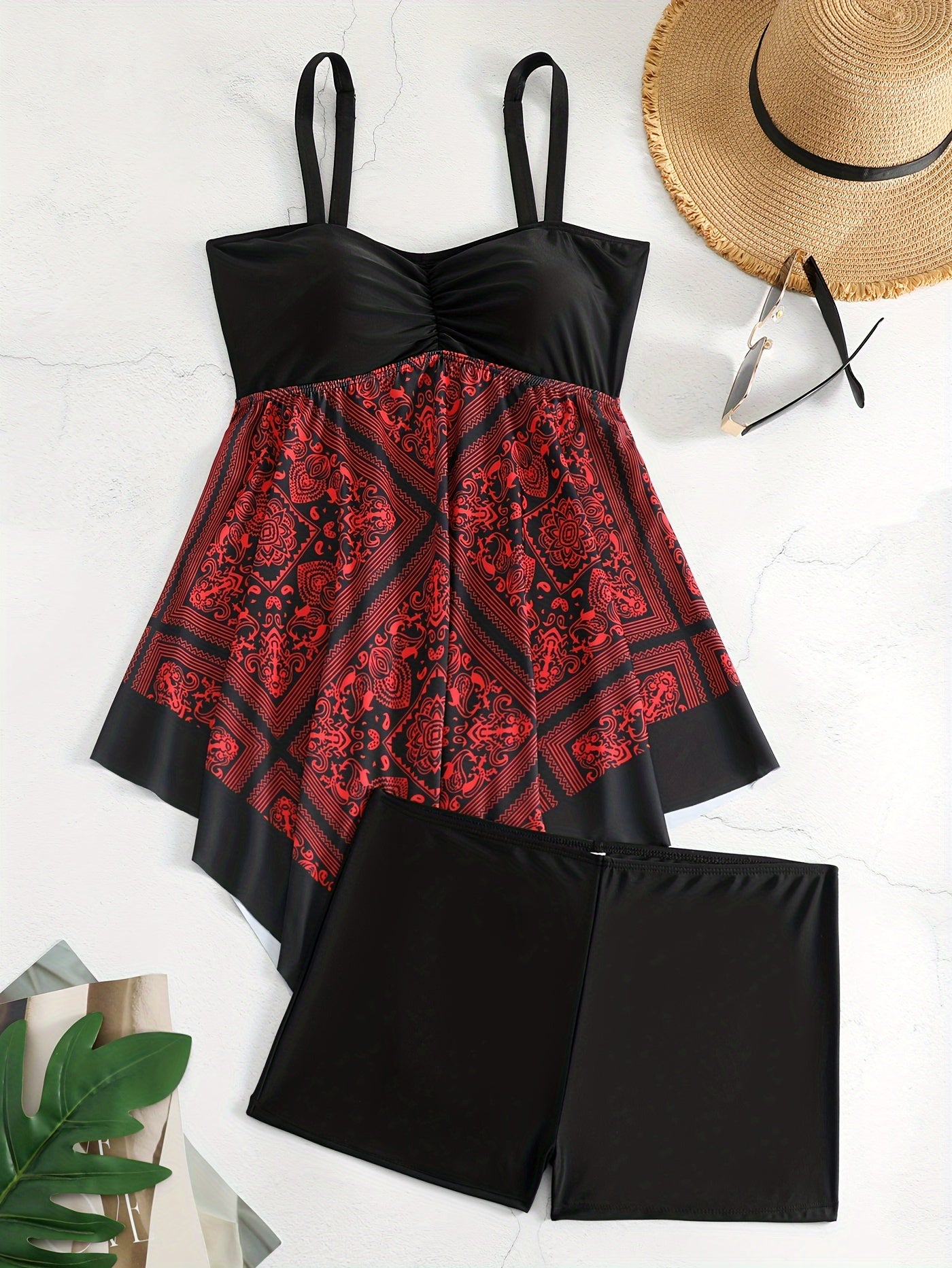 Plus Size Women's Printed One-Piece Swimsuit, Sexy Print Swimwear