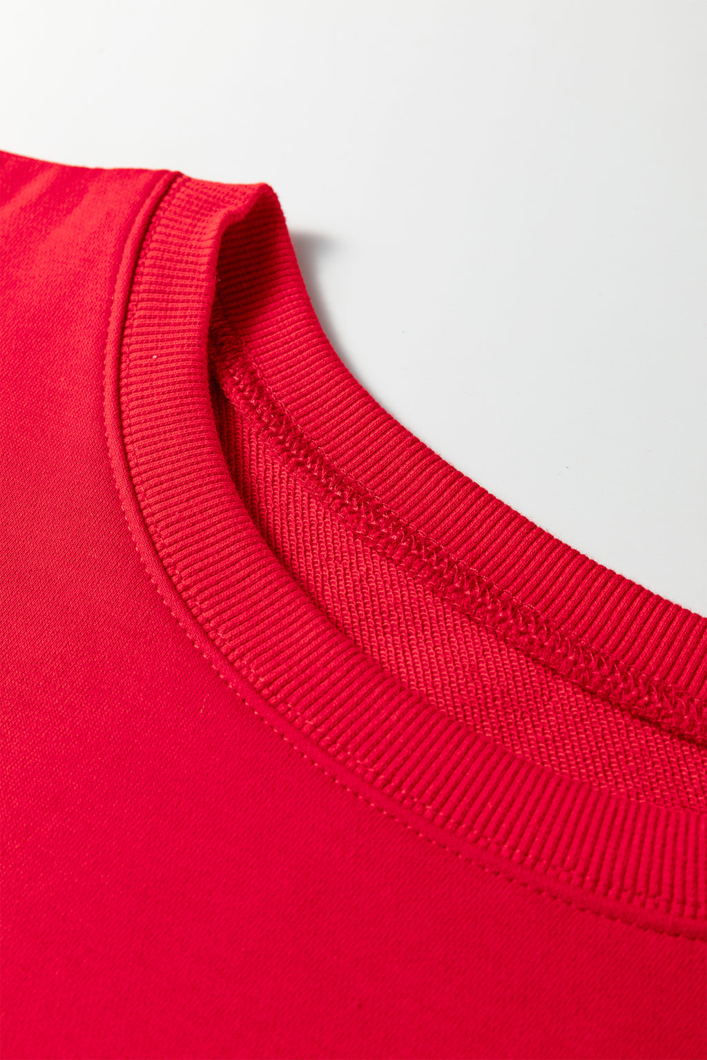 Fiery Red Floral Bow Patched Exposed Seam Patchwork Slit Baggy Sweatshirt