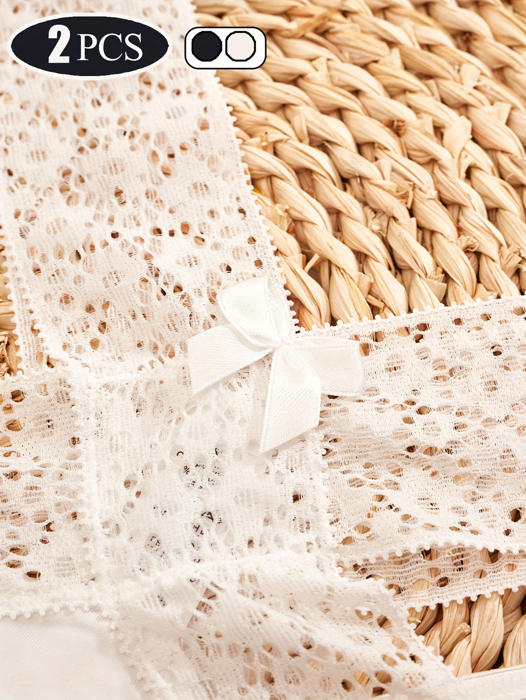 Women's Sexy Lace Underwear - Breathable Low-Rise Seamless Hip Lift Panties with Cross-Back Bow & Semi-Sheer Panels, V-String Triangle Cut - Comfortable Everyday & Special Occasion Lingerie (Hand Washable)