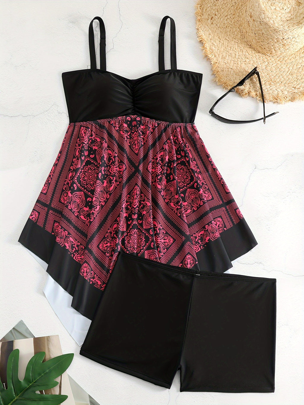 Plus Size Women's Printed One-Piece Swimsuit, Sexy Print Swimwear