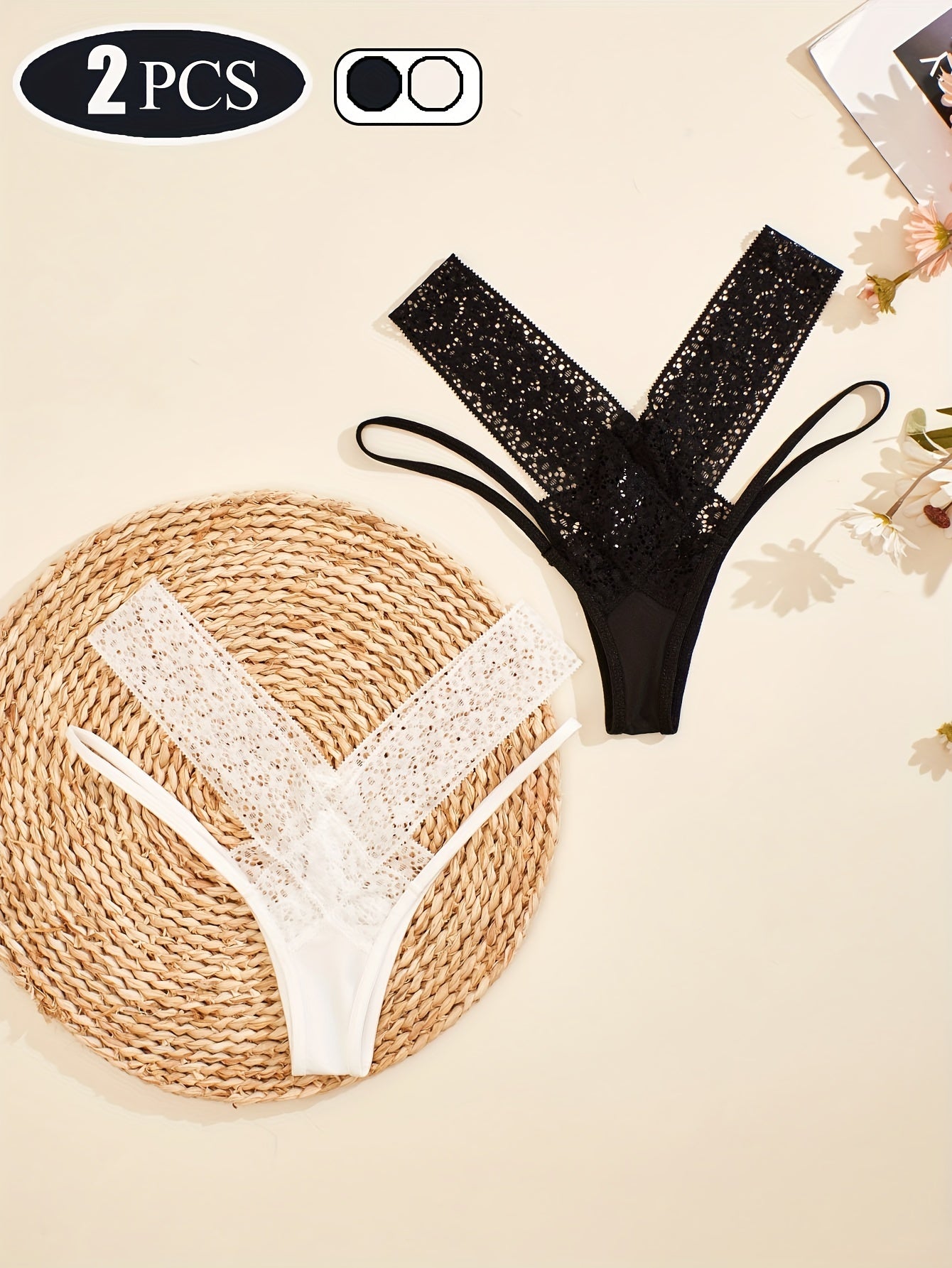 Women's Sexy Lace Underwear - Breathable Low-Rise Seamless Hip Lift Panties with Cross-Back Bow & Semi-Sheer Panels, V-String Triangle Cut - Comfortable Everyday & Special Occasion Lingerie (Hand Washable)