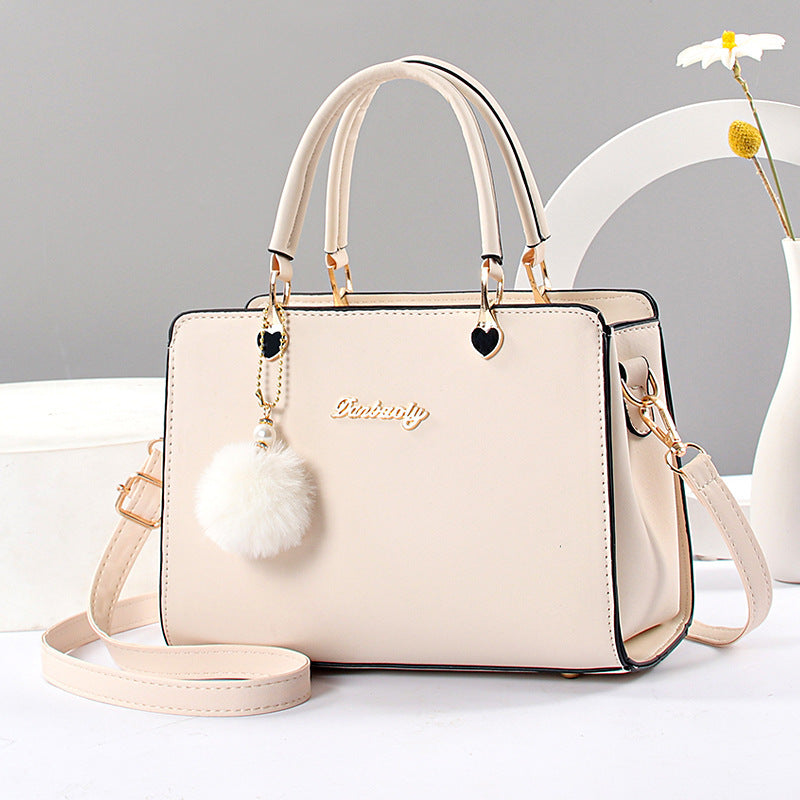 Elegant Lightweight Faux Leather Handbag - Women's Solid Color Shoulder Bag with Tassel Embellishment, Adjustable Strap, Zipper Closure, Polyester Lined, Edge Paint Detail - Available in Multiple Colors